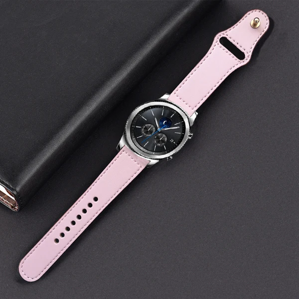 Кожаный ремешок для часов 22 мм 20 мм galaxy watch active ремешок 42 мм 46 мм Sport для gear s3 frontier для amazfit bip ремешок