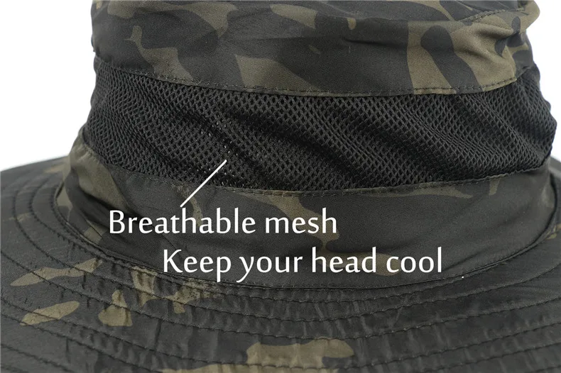 UPF50+ Summer Sun Hat for Mens Womens Waterproof Bucket Hat Breathable Mesh Boonie Hat Outdoor Foldable Quickdry UV Protection