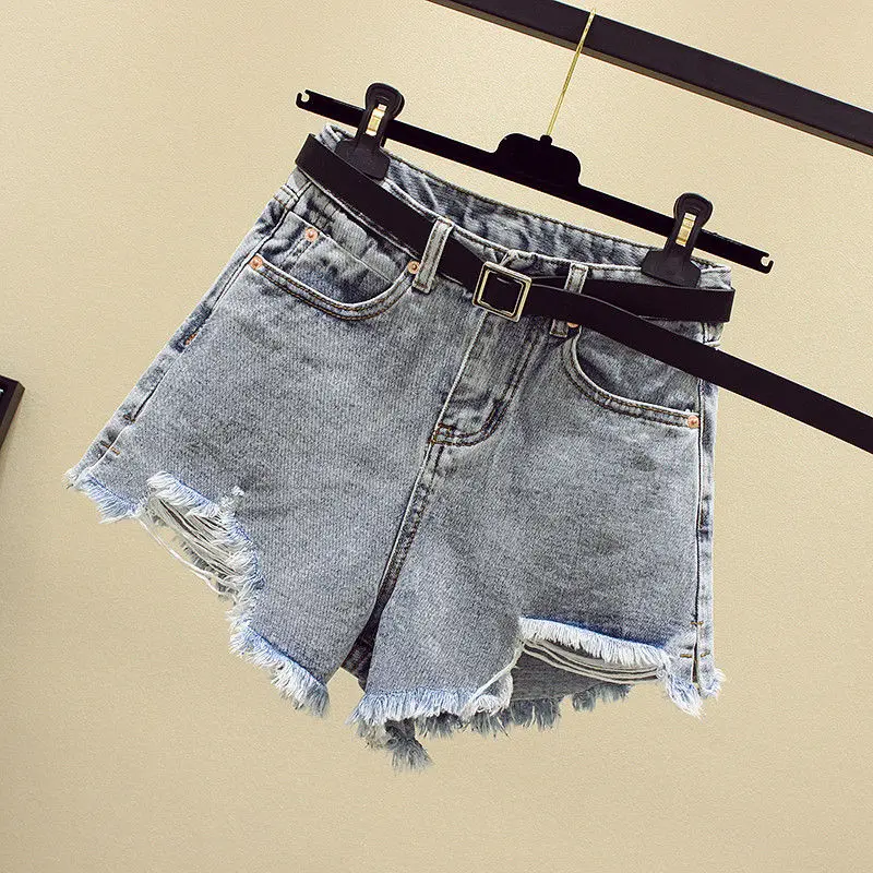 

Ripped Hole Washed Denim Jeans Shorts Women Summer Short 2019 New Style High Waist Loose Thin Irregular Large Size Wide Leg