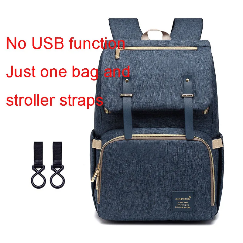 Blue Diaper Bag Сумка для подгузников, рюкзак для мамы,, USB, уход за ребенком, сумки для подгузников для кормления, модный дорожный рюкзак для подгузников для коляски, комплект - Цвет: Blue Diaper Bag