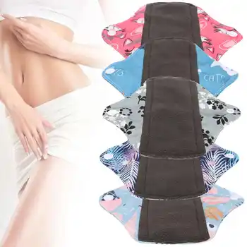 

3Pcs Lady Women Sanitary Pad Washable Menstrual Pads Bamboo Charcoal Leakproof Hygienic Napkin Personal Health Care