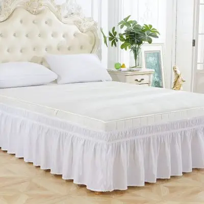 Эластичная юбка с рюшами для кровати, легкая посадка, обмотка вокруг мягкой Твин, полный размер кровати - Цвет: White