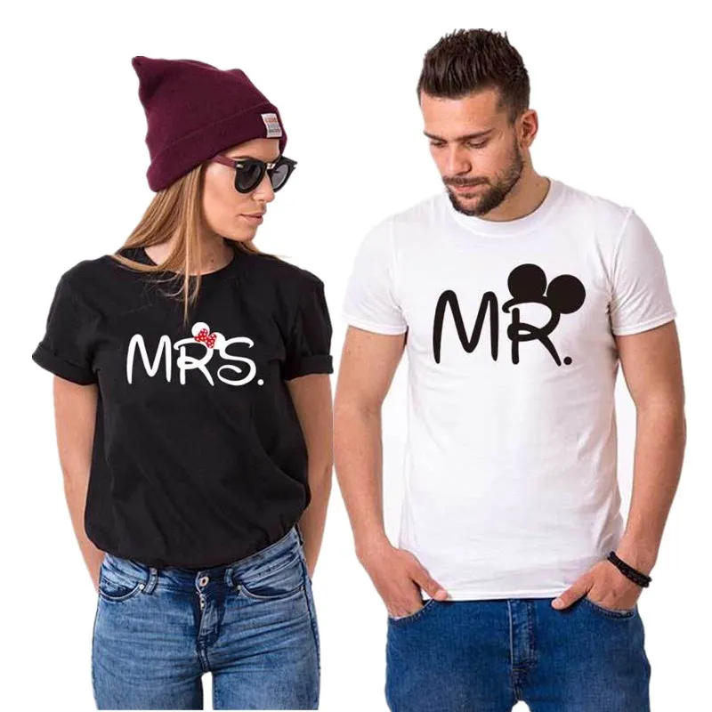 Парная футболка с надписью Mr Mrs для мужчин и женщин топы мужа жены бойфренда