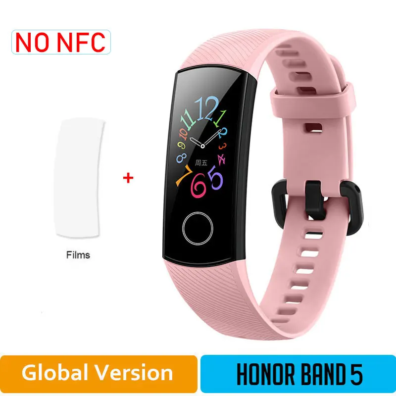 HONOR Band 5 NFC браслет умный кислород крови несколько циферблатов активности пульсометр фитнес трекер сна шагомер глобальная версия - Цвет: PinkGlobal5 add F