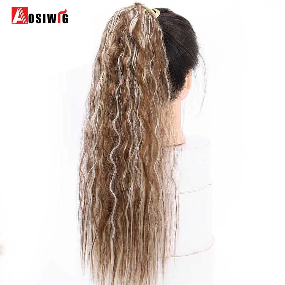 AOSIWIG длинный черный коричневый кудрявый шнурок конский хвост высокая температура синтетический женский парик волос зажим для наращивания для всех женщин - Цвет: 108