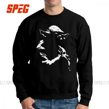 

Star Wars Yoda Minima Men Pullovers 100% Organic Cotton Funny Sweatshirts Crewneck Black Tops Original Hoodie