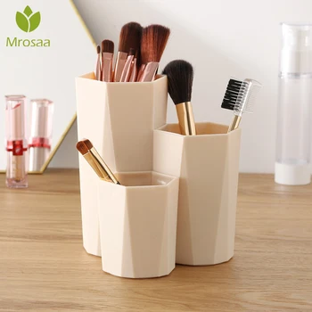 

Makeup Tools Brush Cosmetic Organizer Plastic Cosmetic Storage Box 3 Lattices Cosmetic Make up Brush Storage Holder Rack