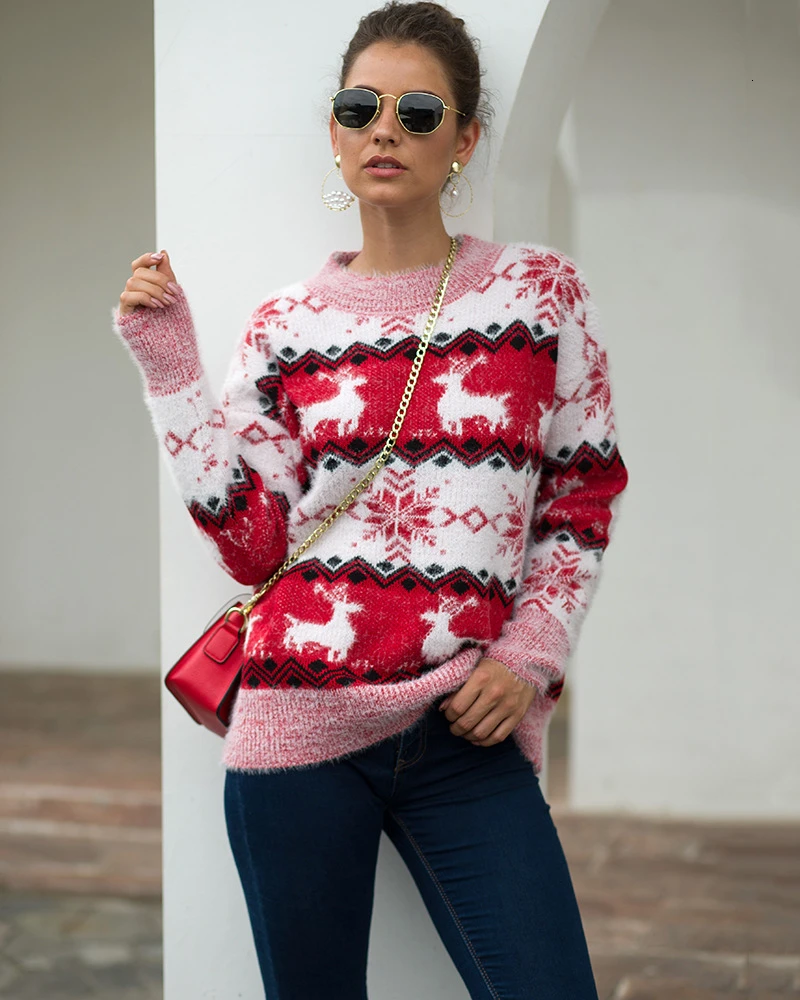 Women Sweater Autumn Sweater Turtleneck Sweater Women Winter Christmas Sweater Snow Fawn Pullover Knitted Sweter Pull Femme