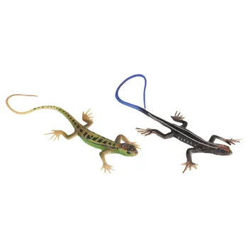 

2pcs Plastic Lizard Decor Animal Models Skink Ornament Trick Toys for Kids (Green, Blue)