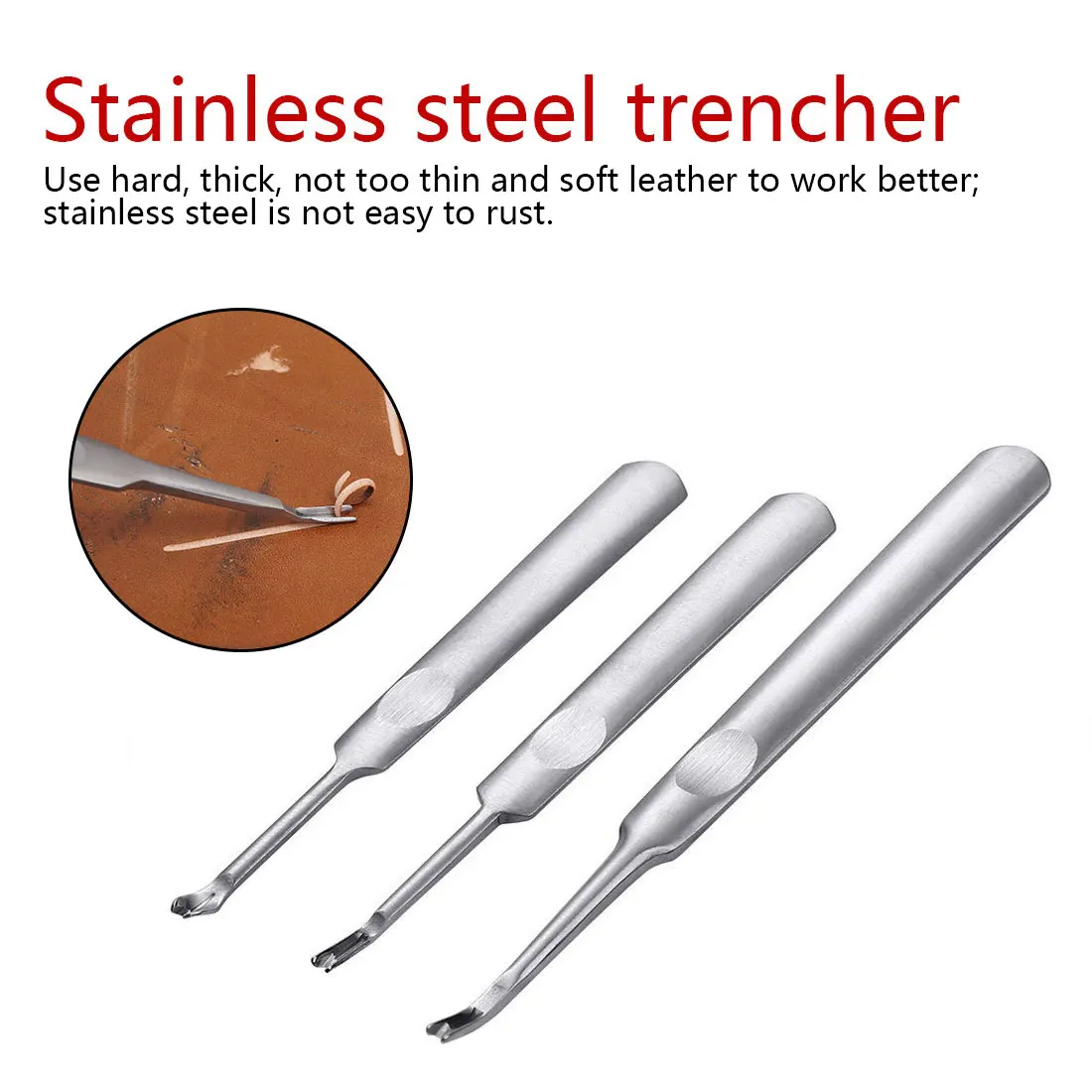 

3pcs DIY Skiving Tool Edge Beveler Trenching Device Leather Craft Tool Cut Off Thin Leather Knife "U V"style