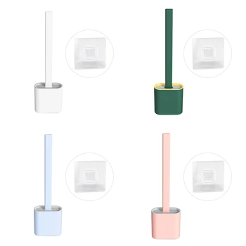 

1PC Silicone Toilet Brush Soft Bristle Wall-mounted Bathroom Toilet Brush Holder Set Clean Tool Durable Thermoplastic Rubbe