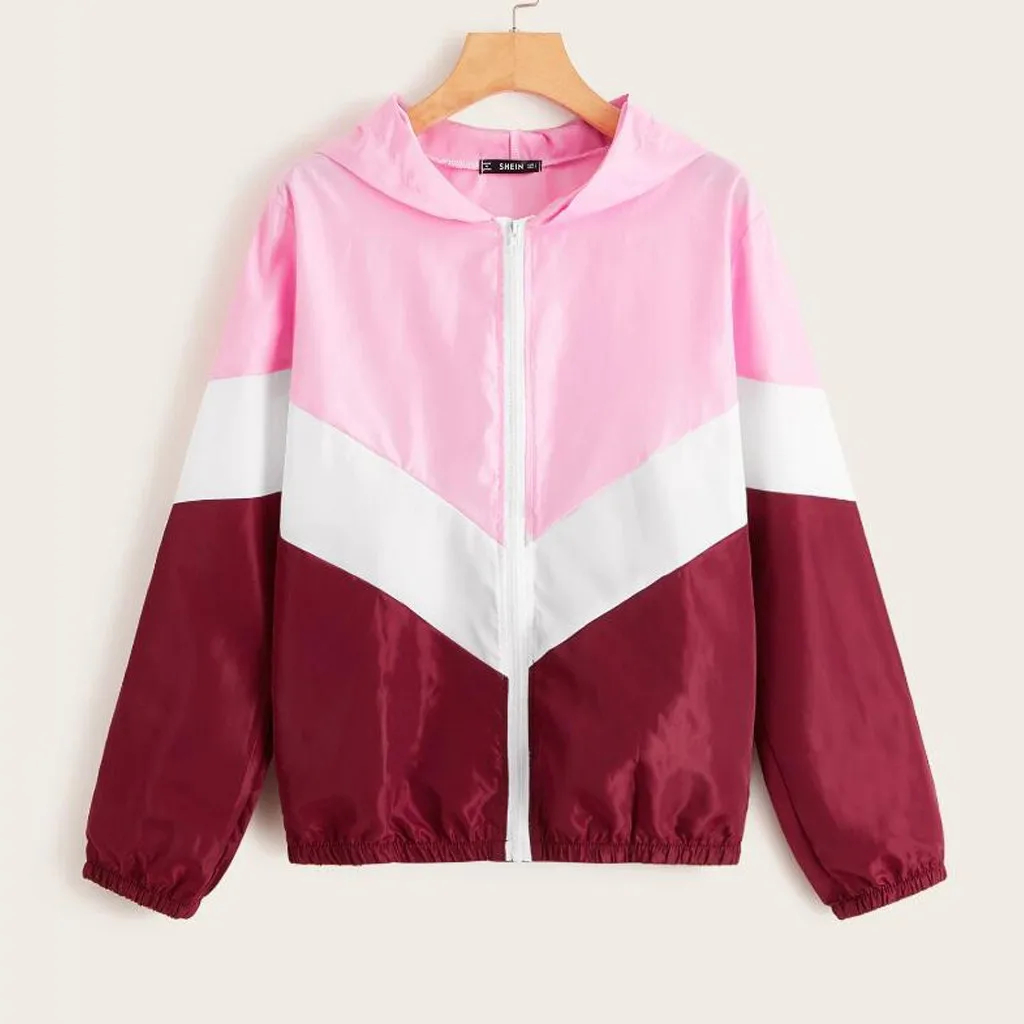 Fashion Jackets Women New Lady Autumn Long Sleeve Thin Skin suits Hooded Zip Stitching Coat Female Baseball Women Men Coat