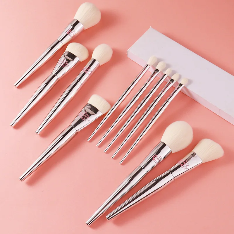 19pcs/set High quality full functional Makeup brushes Set Powder Blusher Highlight Eyeshadow eyebrow Make up brushes silver coat 6