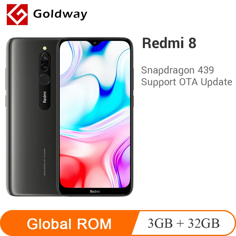 Мобильный телефон Xiaomi Redmi 8 с глобальной прошивкой 3 Гб ОЗУ 32 ПЗУ Восьмиядерный