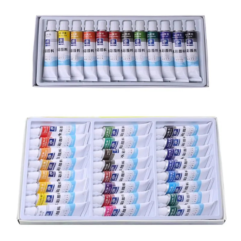 

12ml 12/24 Colors Professional Paint Tubes Drawing Painting Watercolor Pigment