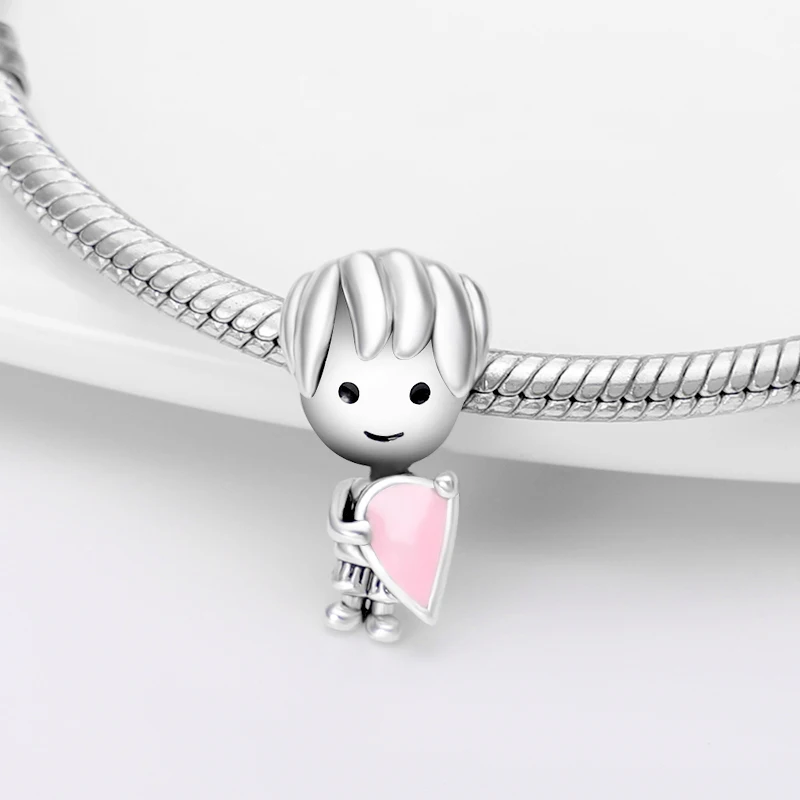 Серебристые шармы plata для пары подвески-бусины мальчиков подходят к