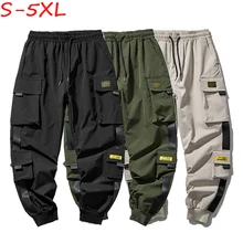

2022 New Hip Hop Joggers Cargo Pants Man Sweatpants Streetwear Men Harem Pants Multi-Pocket Ribbons Casual Mens Trousers S-5XL