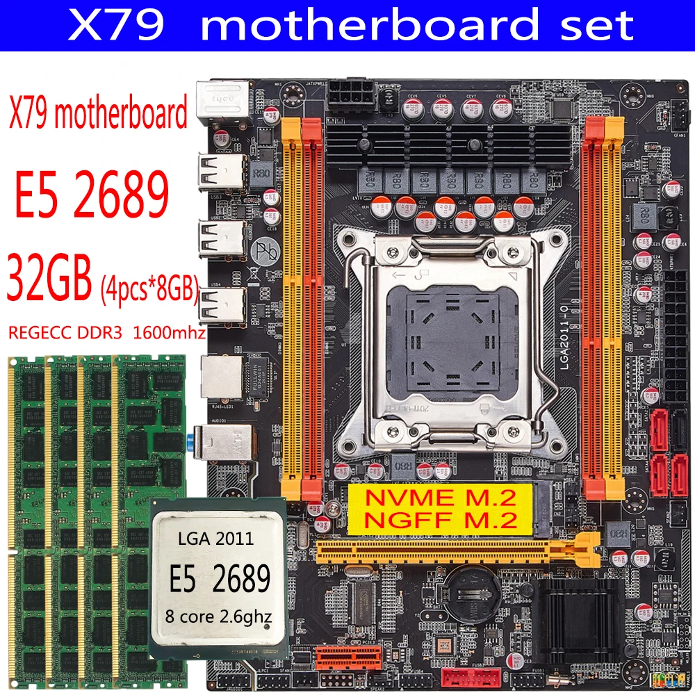 Комплект материнской платы x79 с Xeon LGA2011 E5 2689 4x8 ГБ = 32 Гб 1600 МГц pc3 12800R DDR3 память ecc reg MATX|Материнские платы|   | АлиЭкспресс