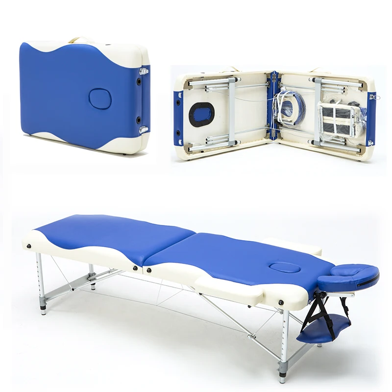 H Folding Massage Bed with Aluminum Foot Portable Relaxing Massage Table 8 Gear Height Adjustable 2