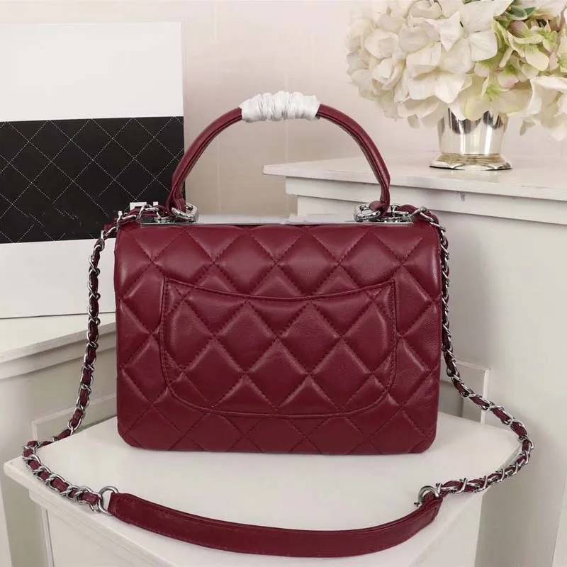 Wine red silverchain Loo Vei XiaoLuxury классическая женская кожаная сумка модная импортная сумка на плечо из овчины дизайнерская сумка - Цвет: Wine red silverchain