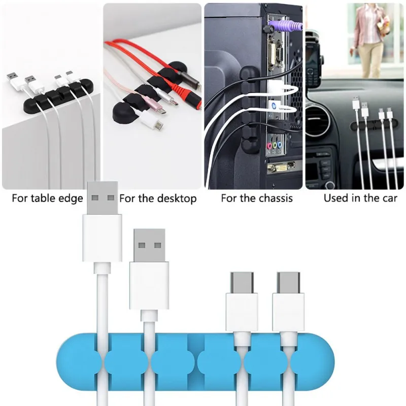 Держатель для usb-кабеля силиконовые Кабельные прихваты гибкий кабель намотки управление зажимы держатель для мыши клавиатуры наушники гарнитура