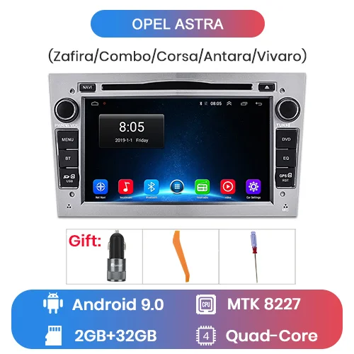 Junsun Android9.0 gps RDS 4+ 64GB дополнительно для opel Astra Vectra Corsa Antara Vivaro Zafira Meriva 2 din автомагнитола автомобильный dvd-плеер - Цвет: Android 2-32GB gray