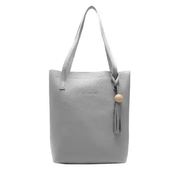 

3Pcs/Set Fashion Women Solid Color Faux Leather Tote Handbag Shoulder Bag Wallet