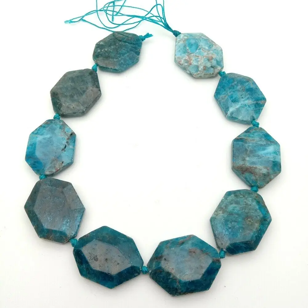 

SE11442 30x40mm Natural Blue Apatite Faceted Nugget Loose Beads 16.5" Strand