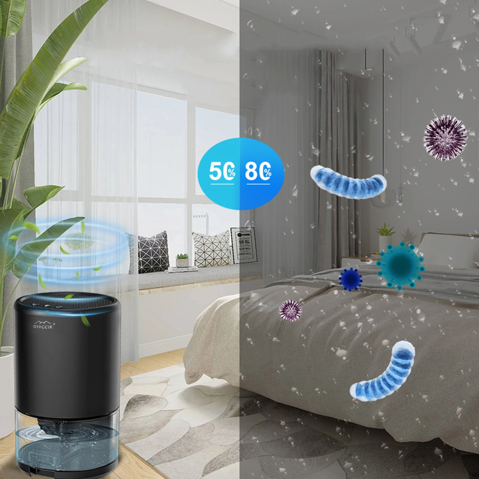 Мини-осушитель бытовой Компактный 1000 мл с автоматическим отключением | Дом и сад