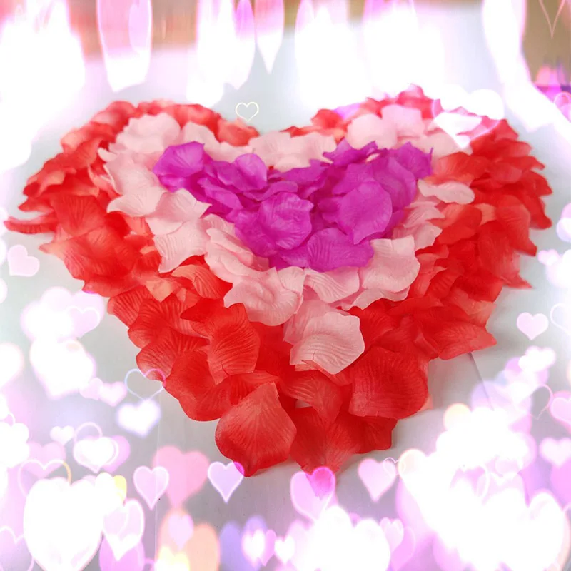 500/1000pcs 5*4.5CM Romantic Artificial Flowers Colored Silk Rose Petal Fake Rose Flower For Wedding Marriage Room Decor Supplie