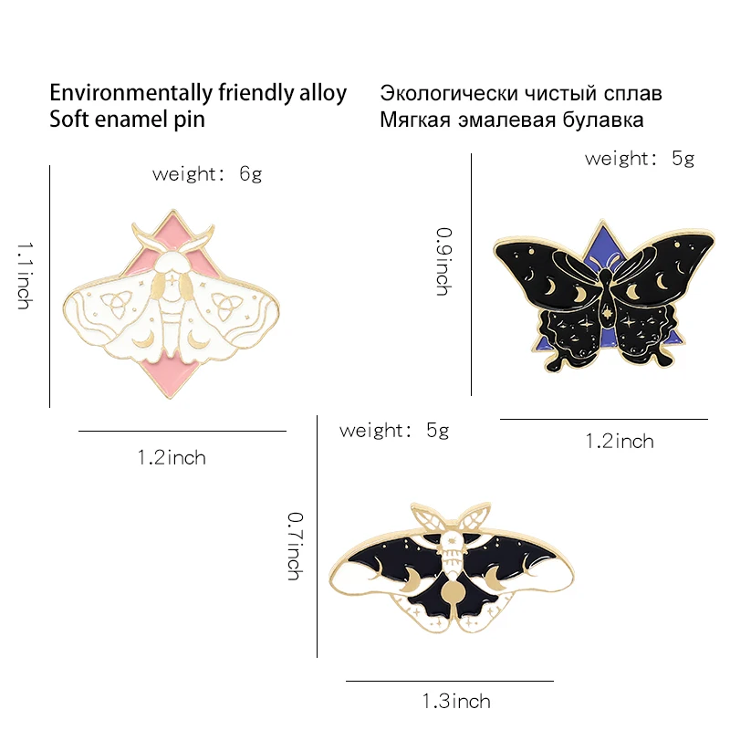 3-6 teile/satz Gothic Raum Punk Emaille Pin Benutzerdefinierte Hexe Katze Raven Motten Brosche Revers Pin Abzeichen Halloween Schmuck erstaunliche preis – Detail 5
