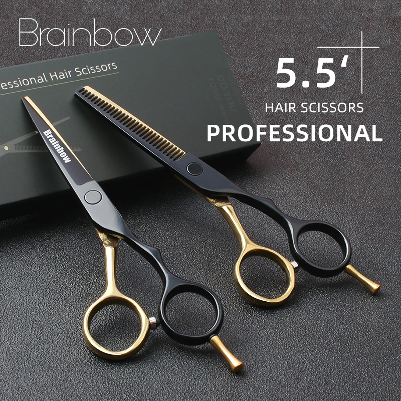 

Brainbow 5.5' Professional Hair Scissors Japan Hairdressing Barber Scissors Thinning Cutting Shears Scissors Haircut Hair Style