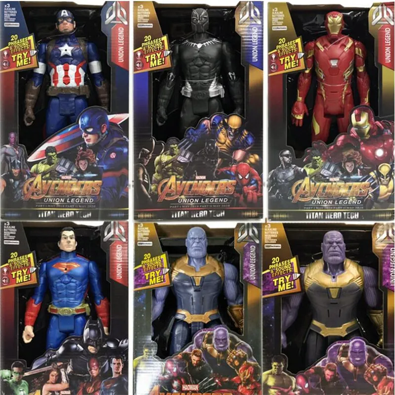 

New 30cm Avengers 4 Anime Super Hero Captain America Iron man Spider man Hulk thor Superhero Action Figure Toys With Box