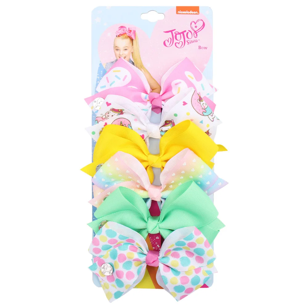 6 шт./компл. банты для волос с принтом единорога JOJO Siwa девочек Ленточные заколки