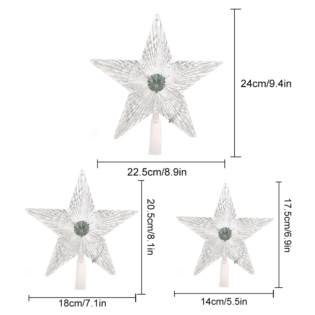 Рождественская елка Топ Звезда светодиодная Елка Топ украшения Прозрачная лампа в виде пятиконечной звезды вечерние рождественские украшения для дома