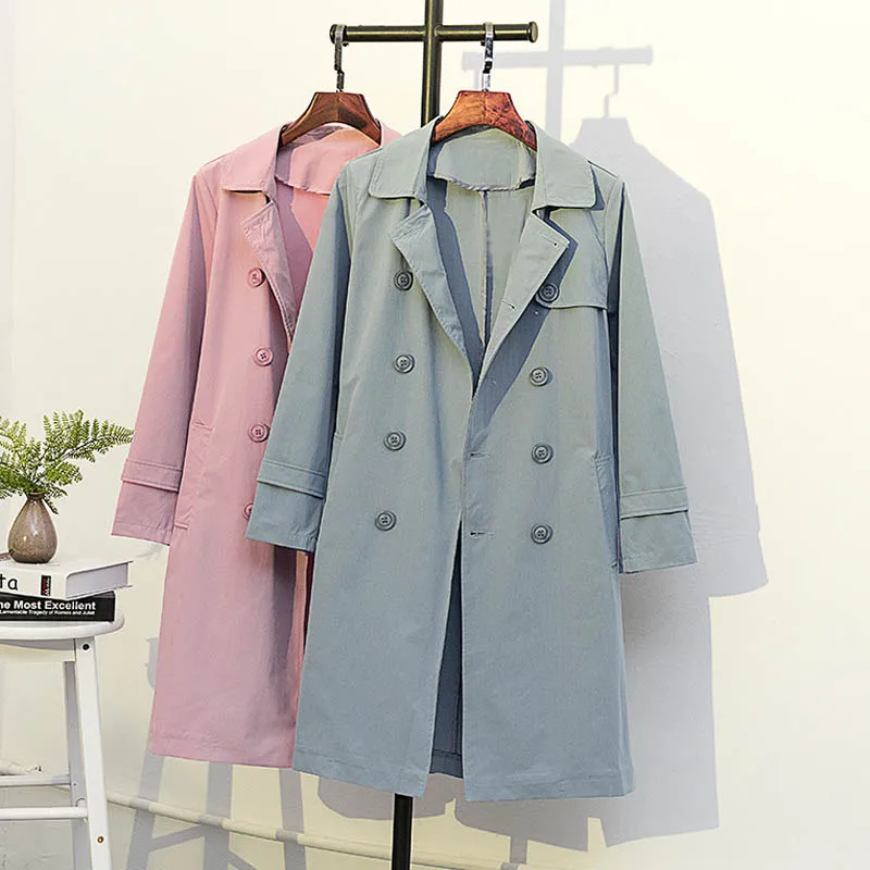 Autumn trench coat women plus size bust 150cm 5XL 6XL 7XL 8XL 9XL coat women pink blue colors