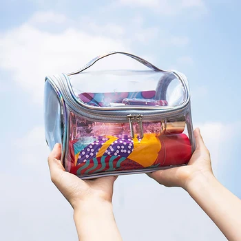 

Clear Makeup Case Toiletry Bag Cosmetic Storage Travel Organizer Makeup Pouch Waterproof PVC Wash Bags Pocket For Women Grils