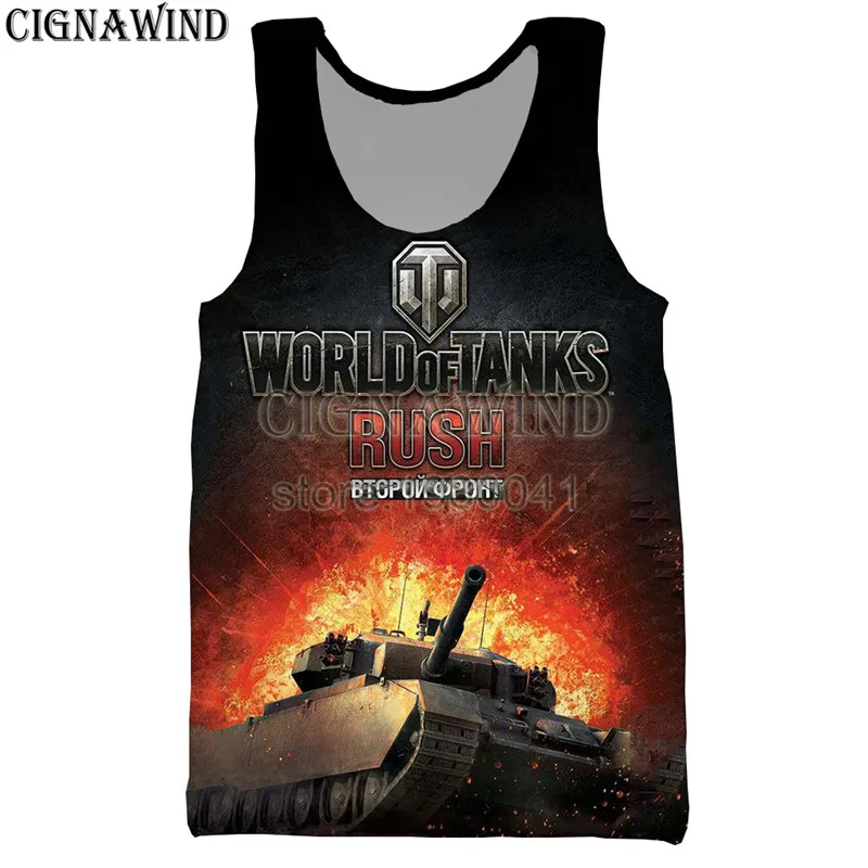 Новое поступление, модный топ на бретельках в стиле игры World Of Tanks, мужские и женские топы, Забавный 3D жилет с принтом, повседневные безрукавки унисекс - Цвет: 02