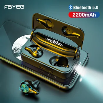

FBYEG TWS Wireless Bluetooth Earphones Stereo Bass Sports IPX6 Waterproof Headsets 2200mAh Charging Case Earbuds With Microphone