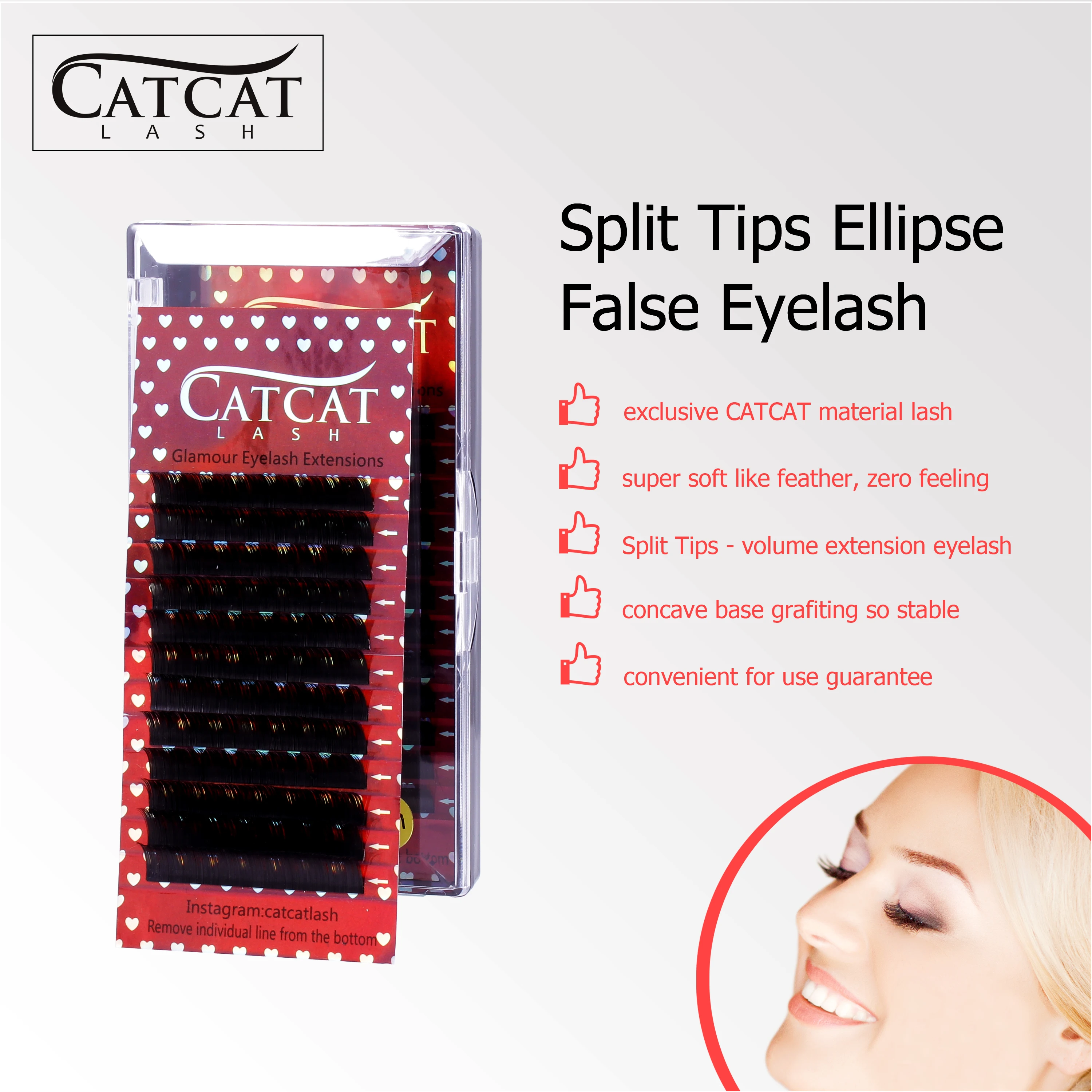 

CATCATLASH Soft Flat Ellipse Cashmere Lash Extension Wholesale Private Label Individual flat matte eyelash Extension