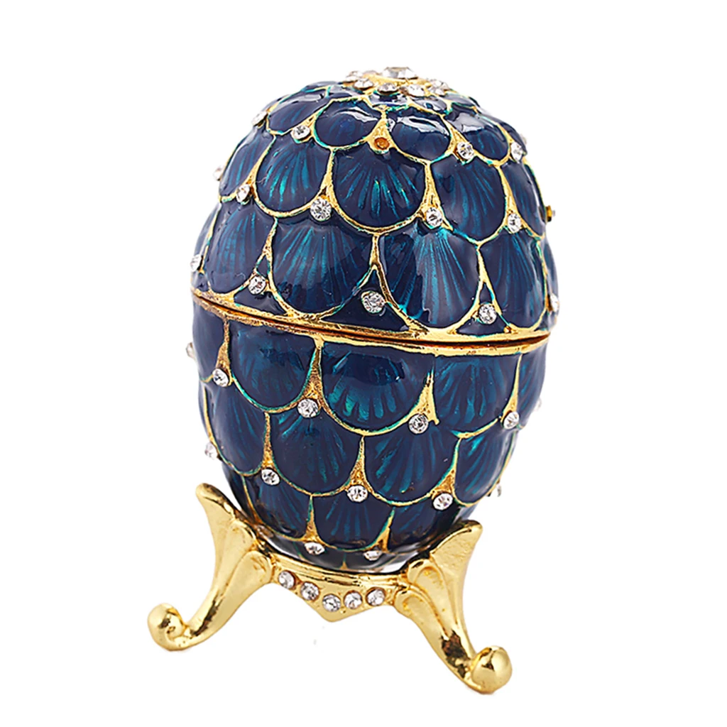Dark Blue Кристалл шипованные шарнирные в форме яйца безделушки Коробка кольцо ожерелье Подарочная коробка держатель - Цвет: Dark Blue