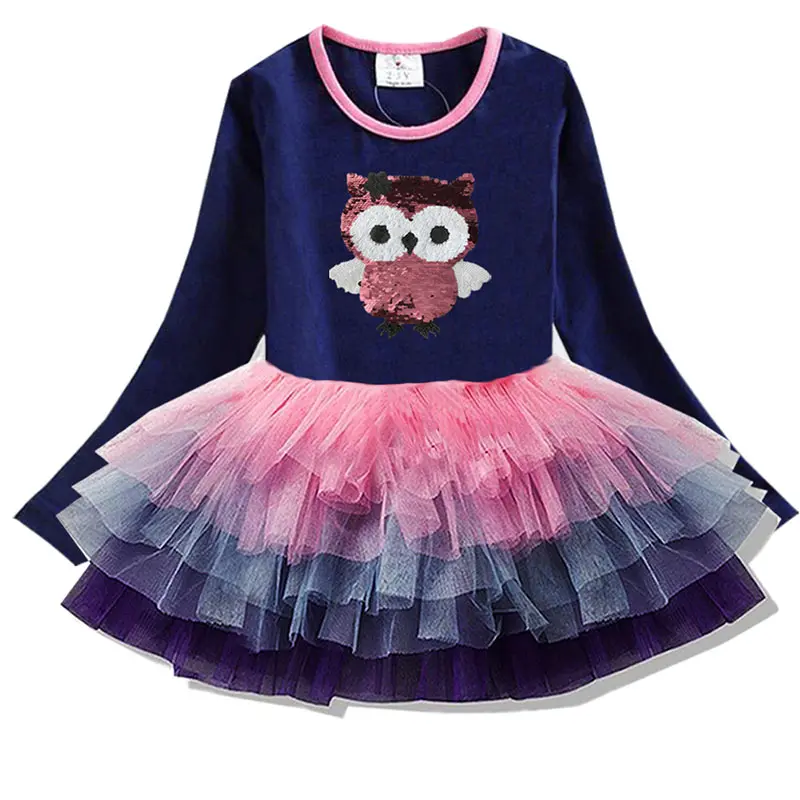 DXTON/Детское платье принцессы; платье для девочек с блестками и сердечками; зимняя детская одежда с длинными рукавами; детское праздничное платье-пачка с расклешенными рукавами - Цвет: RELH4592