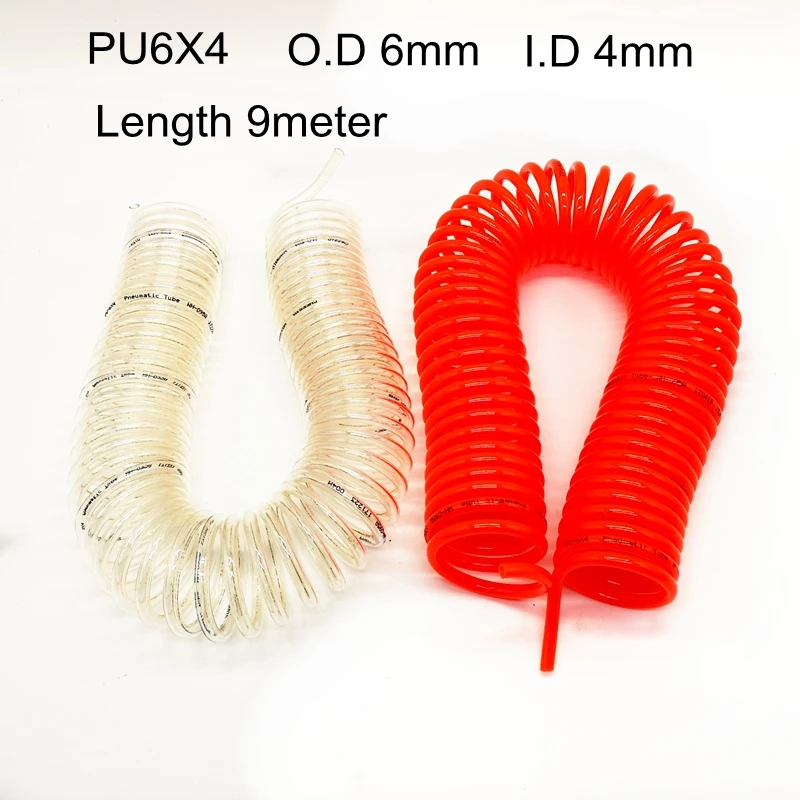 ท่อสปริงโพลียูรีเทนท่อนิวเมติก PU6x4mm ID4mm OD6mm 9เมตรท่อสปริงลม 1