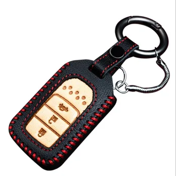 

Genuine Leather Car Key Cover Case For Honda Accord Civic 2018 2019 Odyssey CRV Pilot HRV Vezel City keyless entry