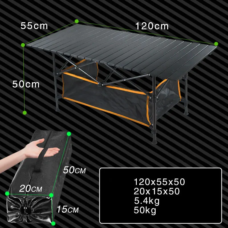 캠핑테이블 Ultralight Portable Folding Picnic Camping Table Indoor Outdoor High Strength Aluminum Alloy Roll-Up Table Bag BBQ Hiking