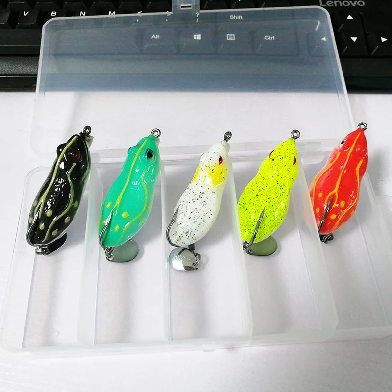 5pcs-MixedColor OBSESSION Лягушка приманка Рыбалка бас Рыбалка реалистичные мягкие приманки лягушки 13 г 60 мм WGT простой рючок для рыбалки Поверхностная приманка 5 шт./партия лягушка - Цвет: 5pcs-MixedColor