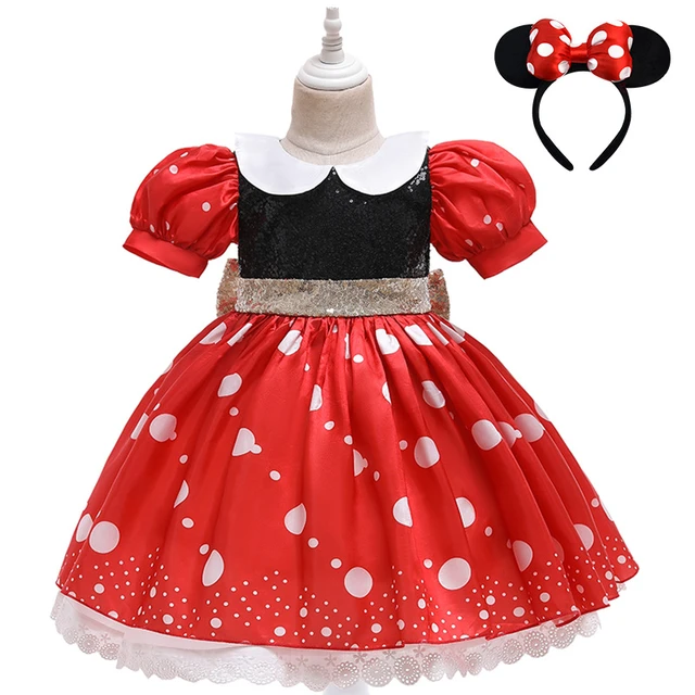  Vestido De Princesa De Minnie Mouse Para Niñas, Vestidos De Fiesta Para Cumpleaños, Vestido Brillante Para Bebé, Vestido De Lujo Para Navidad