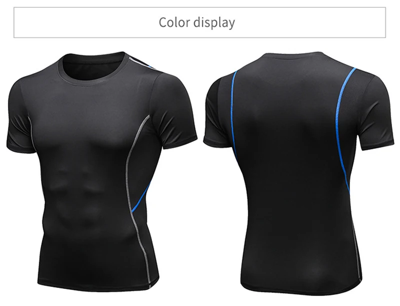 Men Compression Shirts Dry Fit Gym Shirt Breathable Rashguard Running TShirt Fitness Top Tee Muscle Trainning Elastic Sportswear
