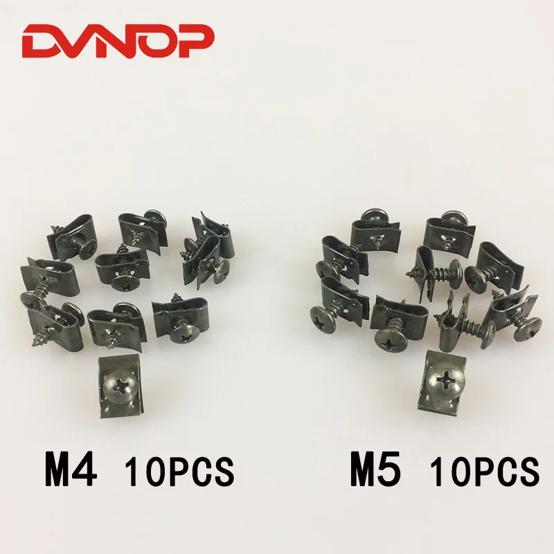 

10sets/lot Motorcycle Car Spring Metal Retainer Screw U-Type Car Clips Fit Hole M4 M5 Self-tapping Screws