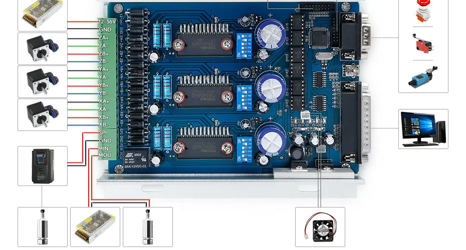 ENGMATE 3 шаговый двигатель TB6560 драйвер HB Nema14 21oz-in двигатель 12В высокого качества блок питания для "сделай сам"